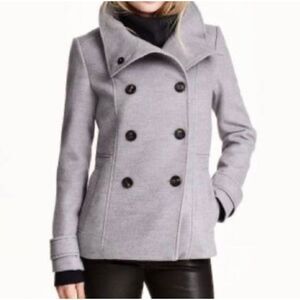 H&M Double Breasted Wool Peacoat Size 2